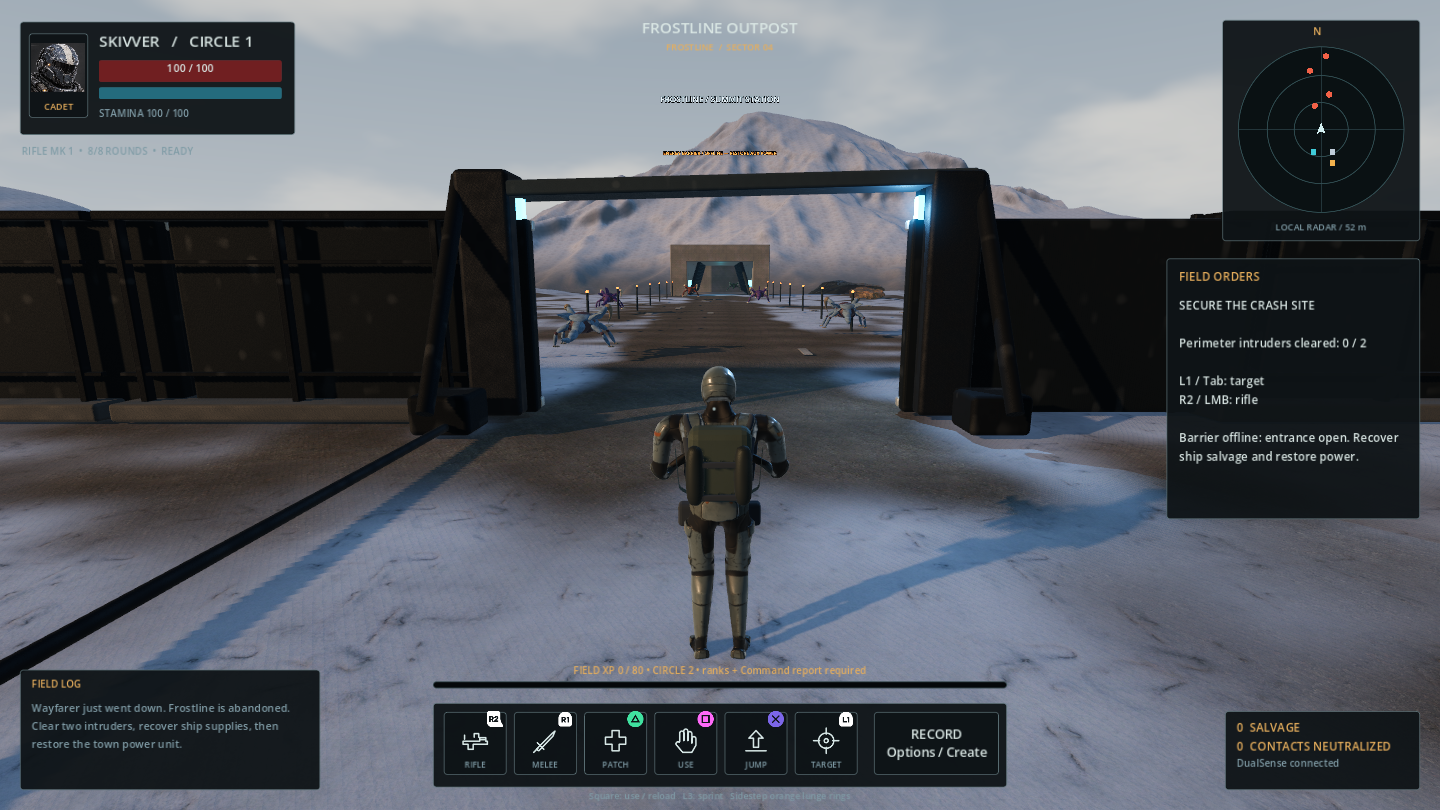 Actual Godot entrance with energy barrier offline and open